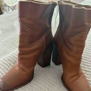 Saint Laurent Jodi Western Raw Cut Boots